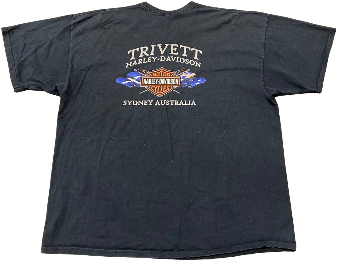 HARLEY DAVIDSON 'RIVETT, SYDNEY, AUSTRALIA' BLACK VINTAGE TEE