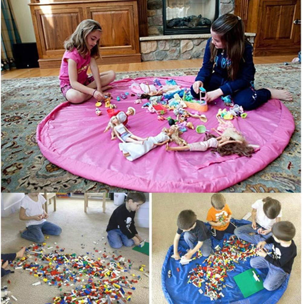 Samcos Toy Storage Bag, Children's Play Mat, Large Capacity, 59.1 inches (150 cm), Diameter 59.1 inches (150 cm), Foldable Toy Storage Bag, Easy Cleanup, Storage Supplies (Hot Pink)