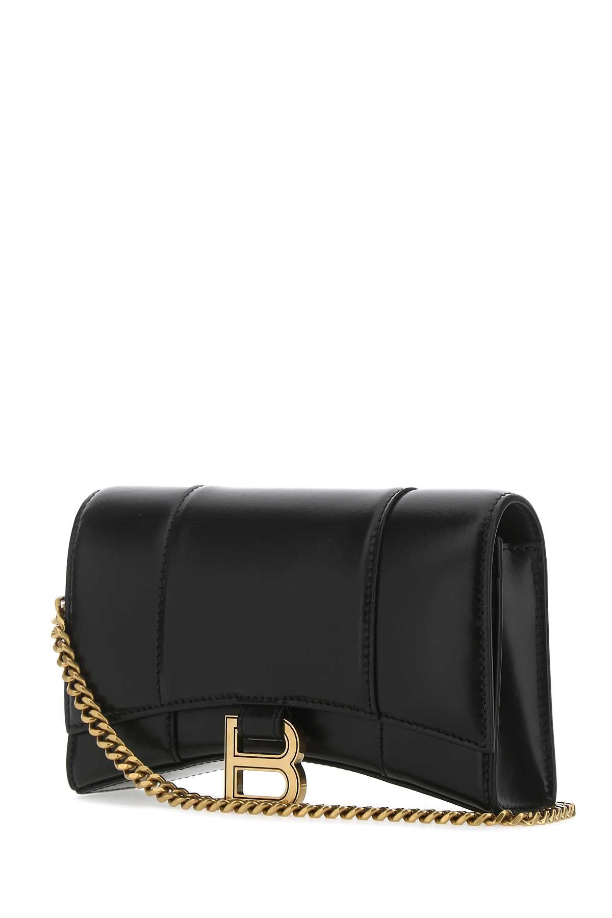 Balenciaga バレンシアガブラックレザー砂時計クラッチ - Image 2