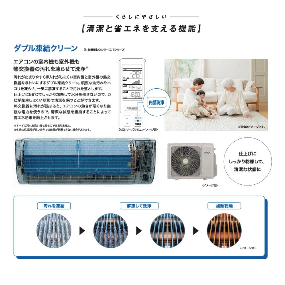 AQUA AQA-E225A-W Room Air Conditioner R32, For 16.6 sq ft (6 tatami mats), White