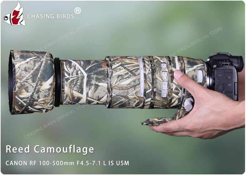 CHASING BIRDS Camouflage Waterproof Lens Coat for CANON RF 100-500mm F4.5-7.1 L IS USM Rainproof Lens Protective Cover (ASI)