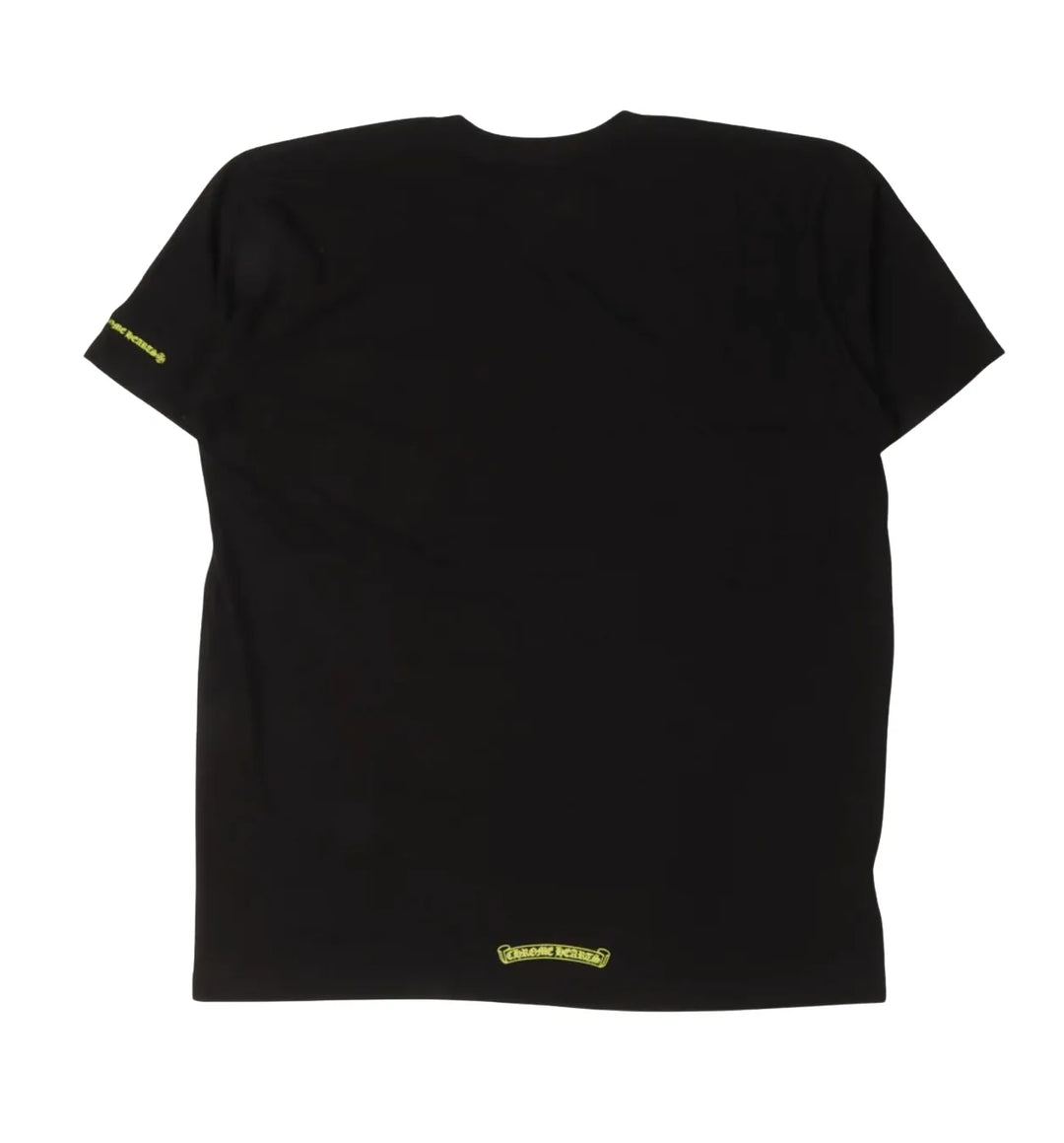 CHROME HEARTS 'YELLOW NECK LOGO' BLACK TEE