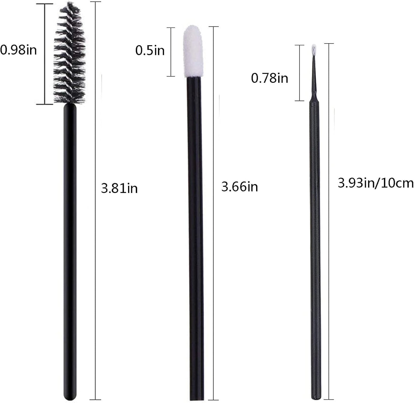 Angzhili 300pcs Disposable Makeup Applicator Kit Disposable Eyelash Mascara Brush,Disposable Lip Brush,Micro Applicator Brush,Makeup Tool Black