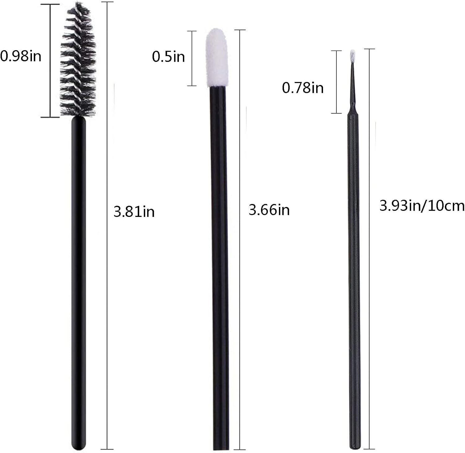 Angzhili 300pcs Disposable Makeup Applicator Kit Disposable Eyelash Mascara Brush,Disposable Lip Brush,Micro Applicator Brush,Makeup Tool Black