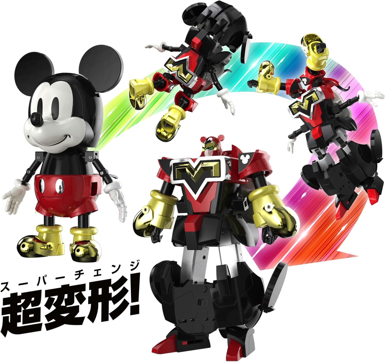 TAMASHII NATIONS Chogokin Disney Character, Super Transformation, Mickey Mouse by Kunio Okawara, Approx. 4.9 inches (125 mm), Die Cast & ABS & PVC Pre-painted Action Figure