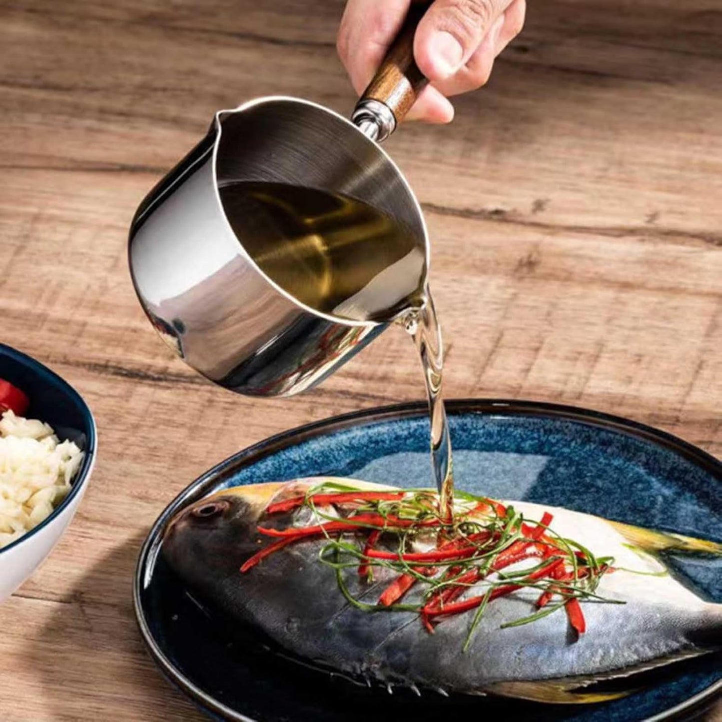 YNPQTDS 7.7 x 2.7 inches (19.5 x 6.9 cm), Snow Flat Pot, One-Handed, Stainless Steel, Living Alone, Single Pot, Foaming Surface, Ramen, Udon, Fried Eggs, Suitable for Stove/Induction Cooker, Kitchen