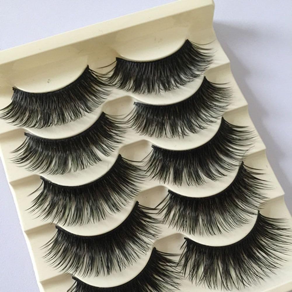 5 Pairs Natural Long False Eyelashes Handmade Thick False Eyelashes Black Makeup Tools
