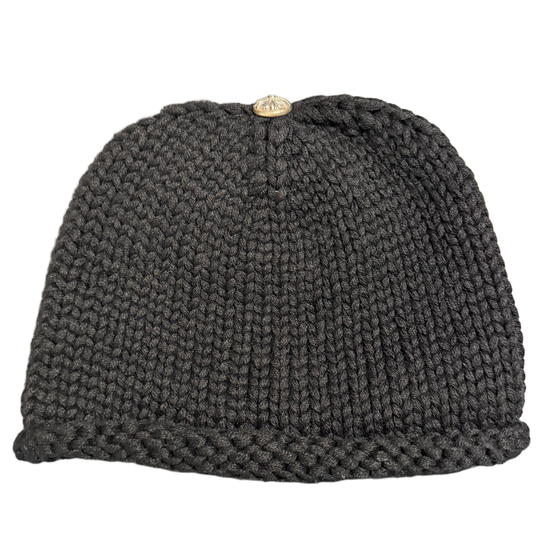 CHROME HEARTS 'BLACK CROSS PATCH' CASHMERE KNIT BLACK KIDS BEANIE