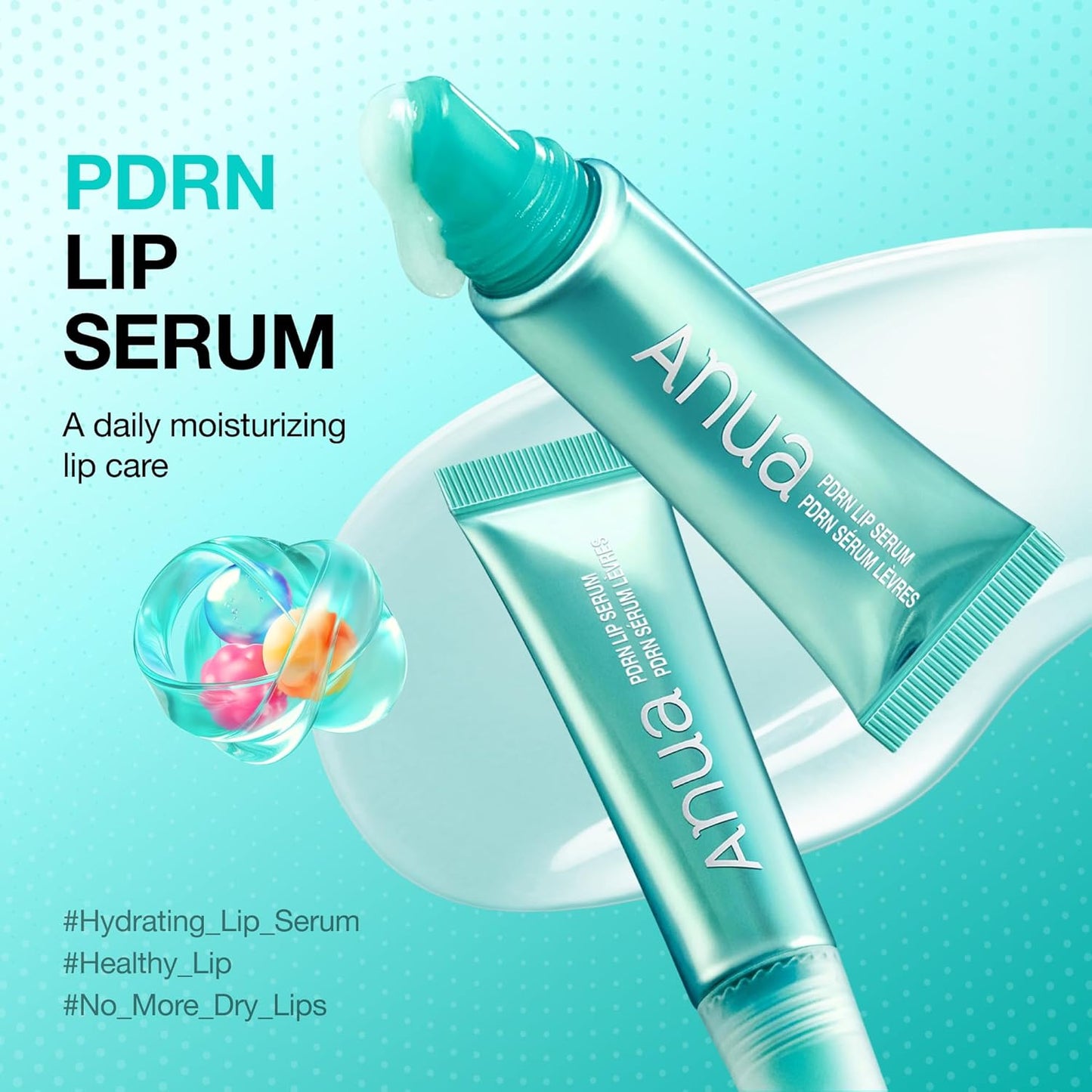 Anua PDRN - Suero labial, hidratación de larga duración para labios secos y agrietados, cuidado labial hidratante no pegajoso con ADN de salmón, ácido hialurónico y colágeno, cuidado de la piel coreano, 0.33 onzas líquidas