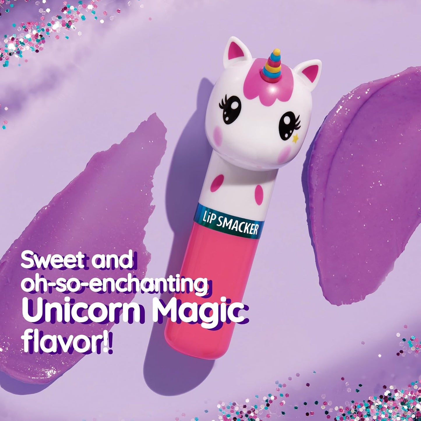 Lip Smacker Lippy Pals Unicorn, Bálsamo labial con sabor hidratante y suavizante de brillo suave, sabores deliciosos hidratantes y protectores, libre de crueldad y vegano - Magia de unicornio