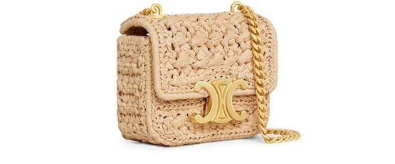 CELINE Mini chain Claude in raffia effect textile - Image 2