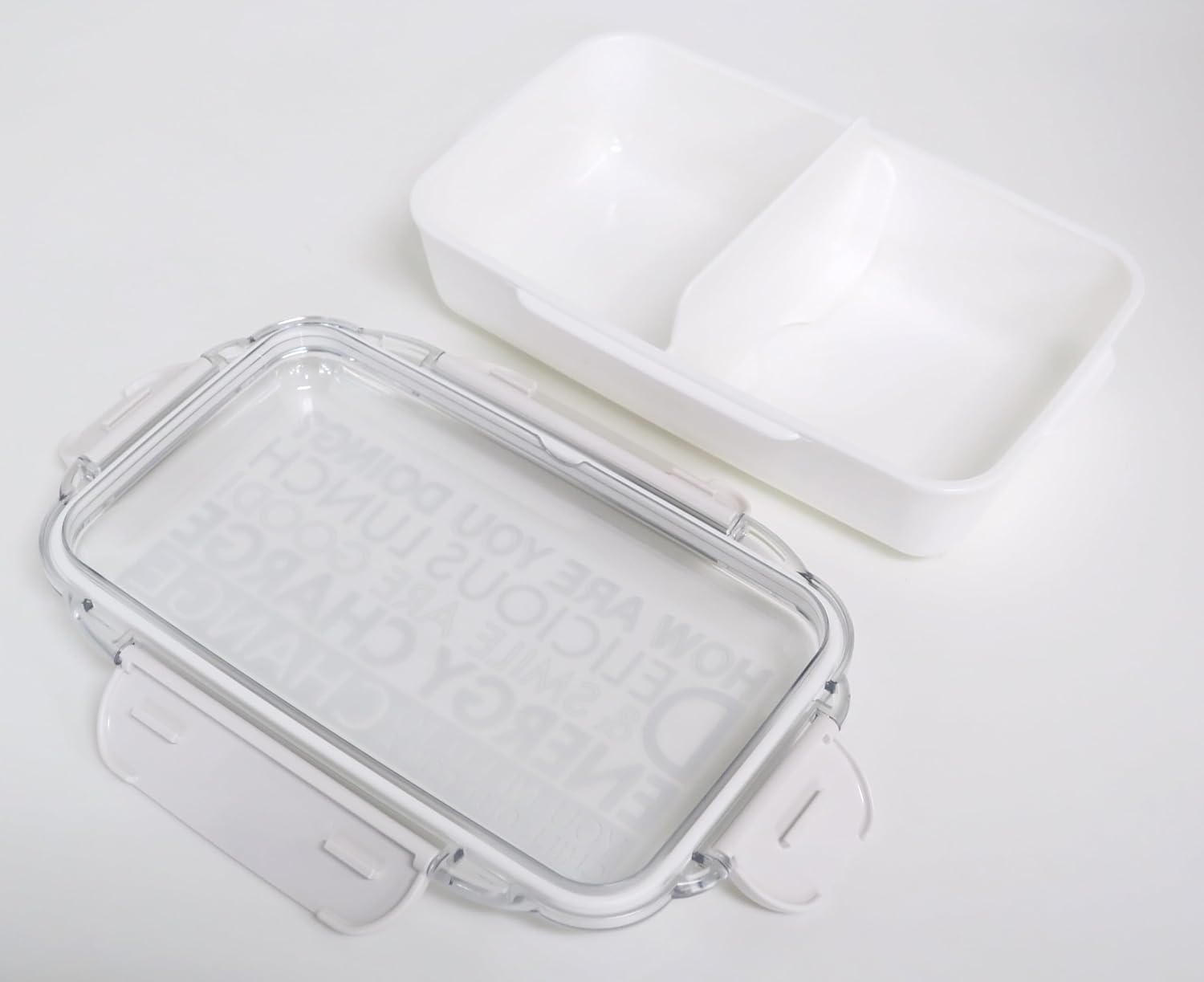 OSK PCD-750 Energy Charge Bento Box, Lunch Box with Dividers, White, 25.4 fl oz (750 ml), Made in Japan, Dishwasher, Microwave Safe, 4 Locks, Gasket, Stylish, Simple, Unisex, Kids, Elementary School Students, Adults