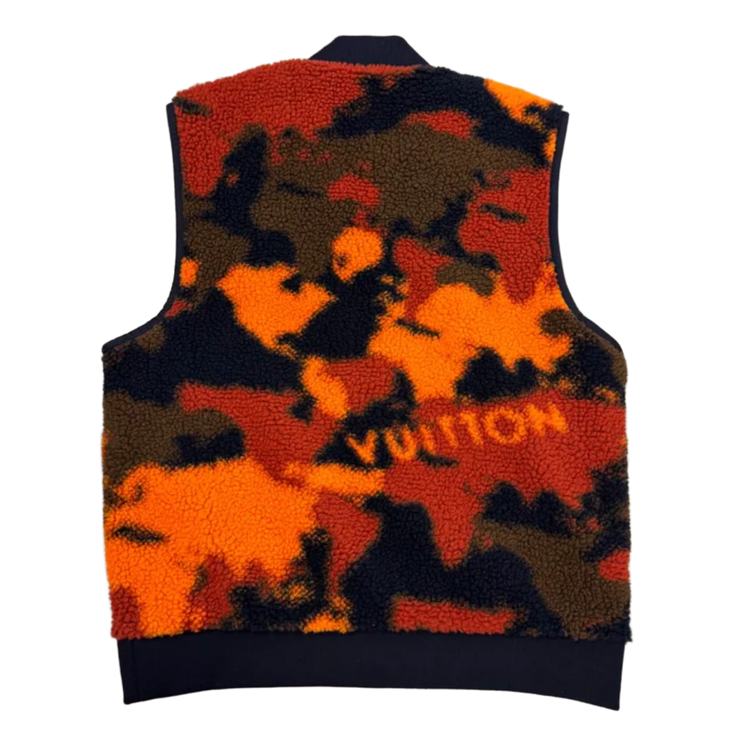 LOUIS VUITTON 'ORANGE MAP CAMO' REVERSIBLE FLEECE VEST