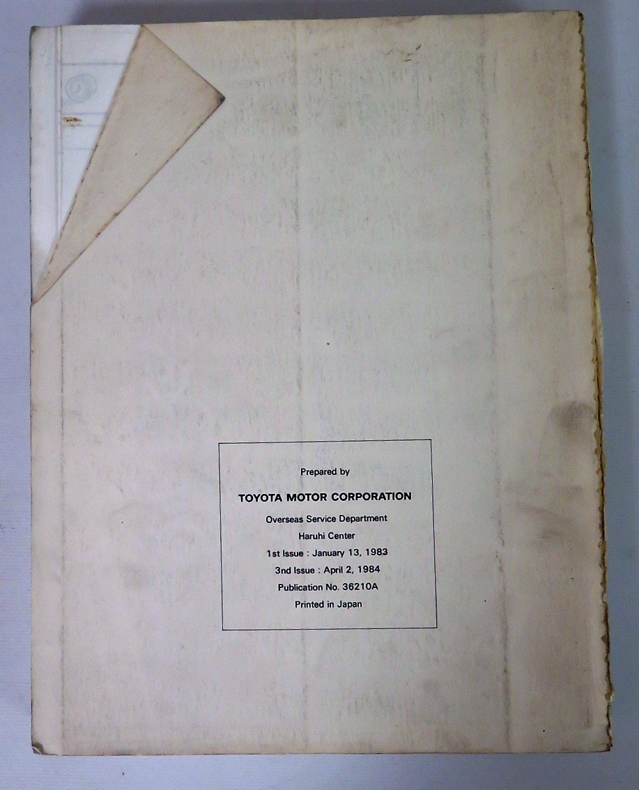 1983 Toyota Camry Repair Shop Manual Original