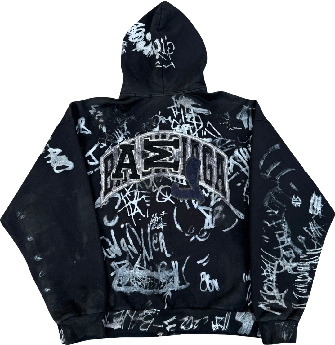 BALENCIAGA 'BLACK' SKATER ZIP UP HOODIE