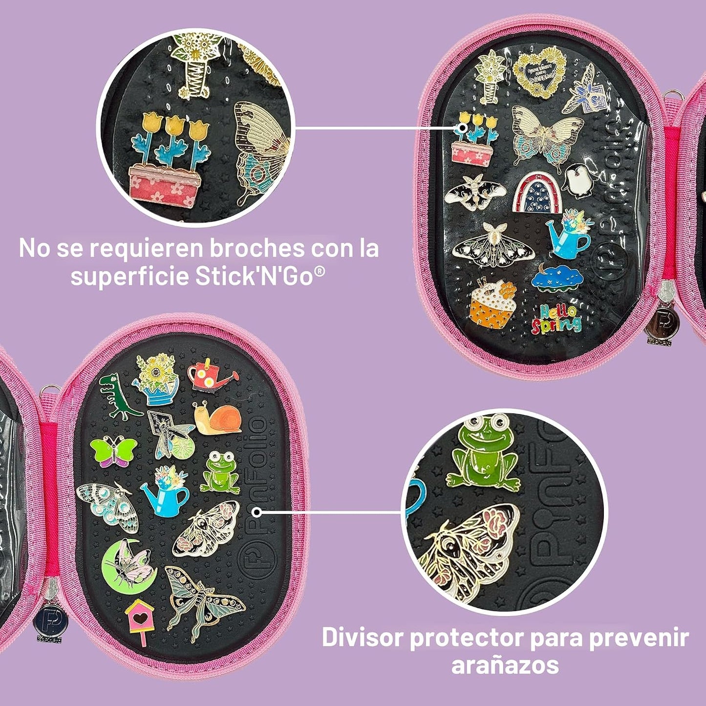 Bolsa de exhibición de pines PinFolio Go, ligera y compacta, libro de pines para deportes y Disney diseñado para mochilas Loungefly y fácil intercambio de hasta 40 pines esmaltados de 1 pulgada (Rosa)