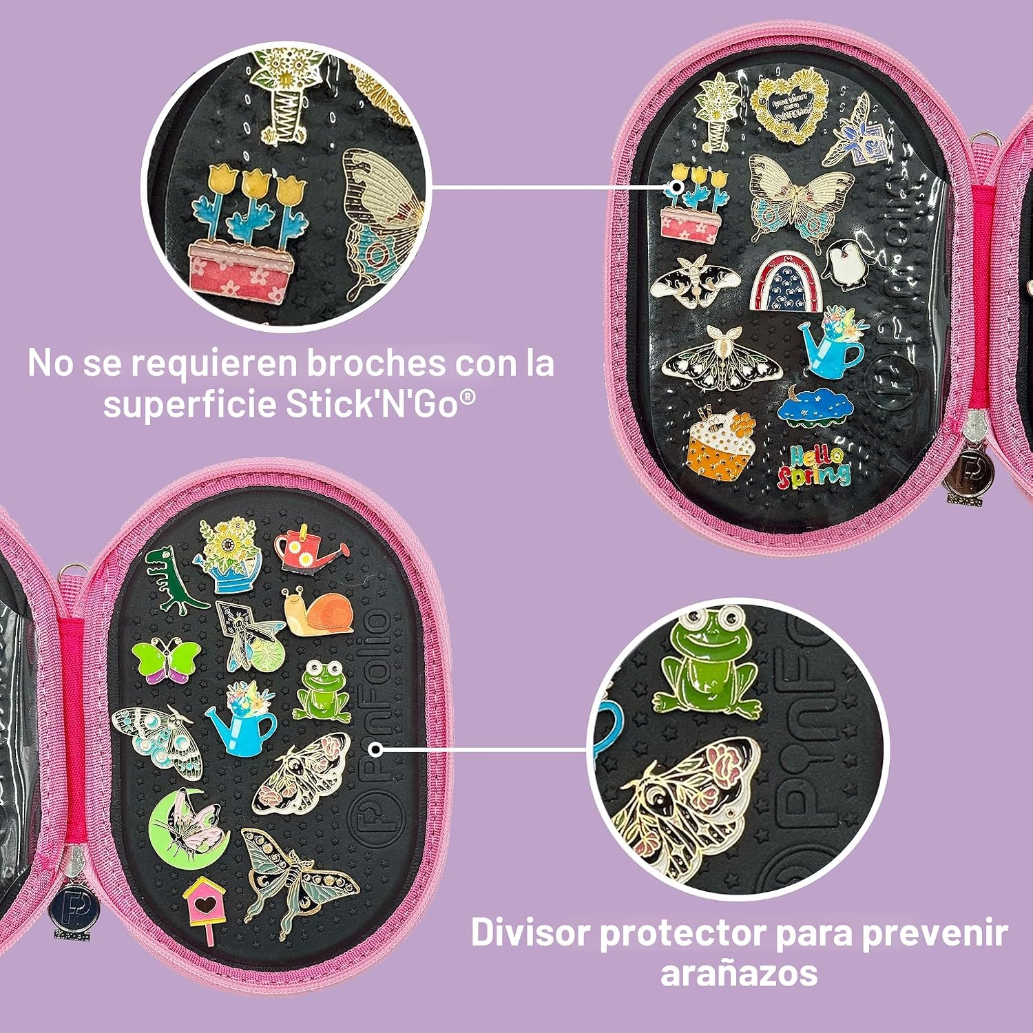 Bolsa de exhibición de pines PinFolio Go, ligera y compacta, libro de pines para deportes y Disney diseñado para mochilas Loungefly y fácil intercambio de hasta 40 pines esmaltados de 1 pulgada (Rosa)