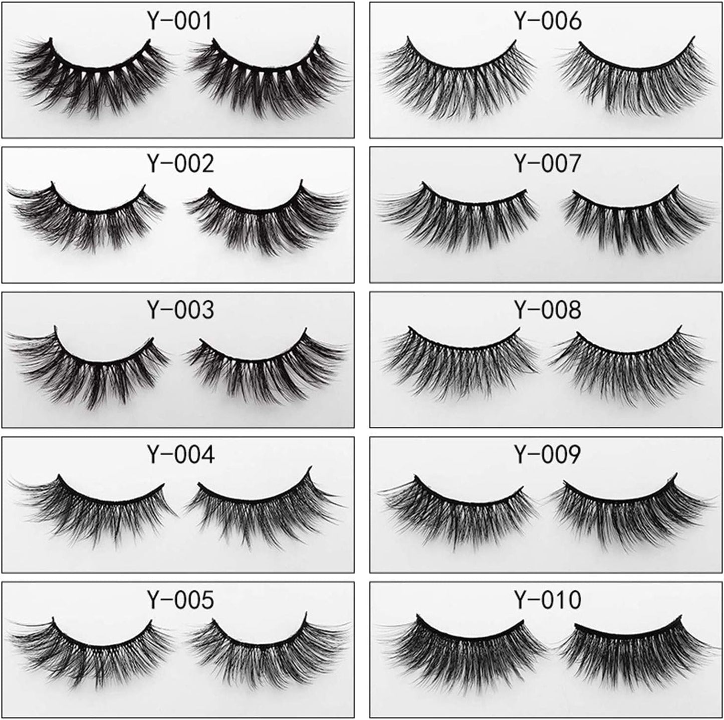 LUCHUAN 10 Pairs False Eyelashes Natural Look Natural Look Natural False Eyelashes Mink False Eyelashes A Glamorous Volume Eyelash Fluffy Long Eyelashes 3D Reusable Black (Y006)