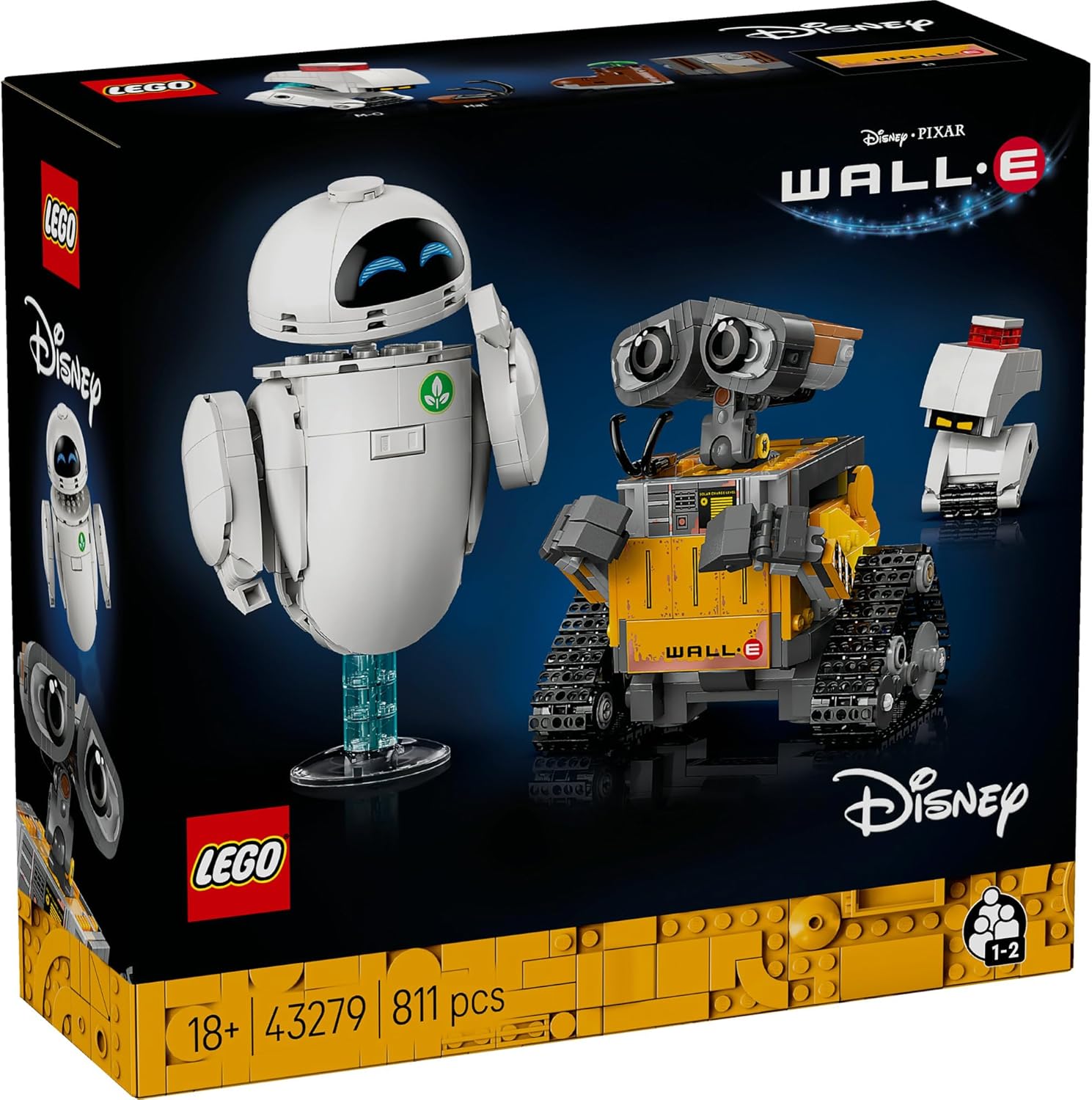 LEGO Disney & Pixar Wall-E & Eve Toy Building Block, Birthday Gift for Men and Women, Space Theme, Disney Merchandise, 43279