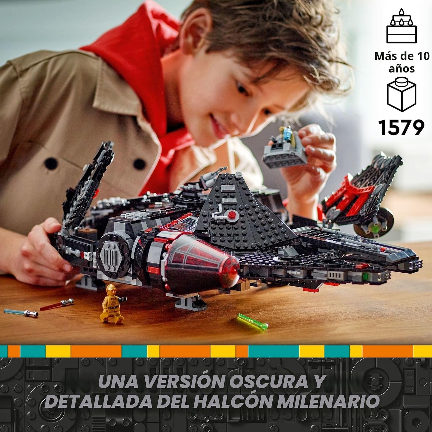 LEGO Star Wars El Halcón Oscuro Edificable Starship – Conjunto de juguetes de Star Wars para niños y niñas – Juguete coleccionable de halcón milenio con 6 minifiguras – Regalo de cumpleaños para niños – 75389