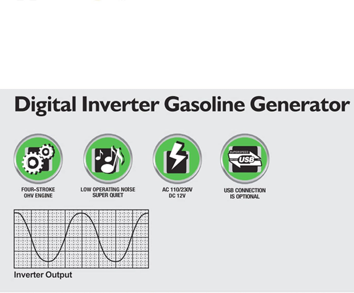 Portable 1000W Silent Inverter Gasoline Silent Generator for Home Camping