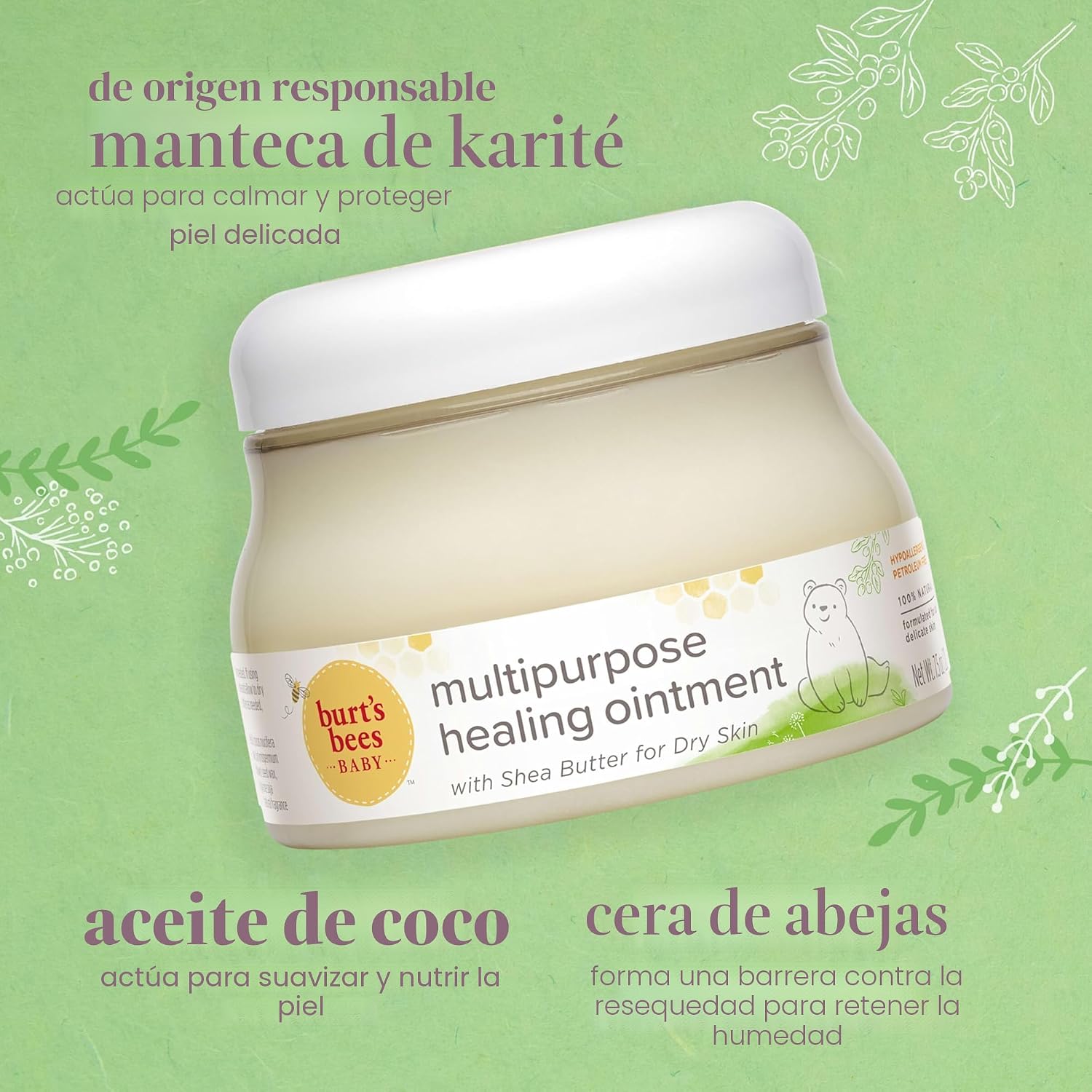 Burt 's Bees ungüento 100% natural multipropósito para bebé, 7.5 onzas (el paquete puede variar)