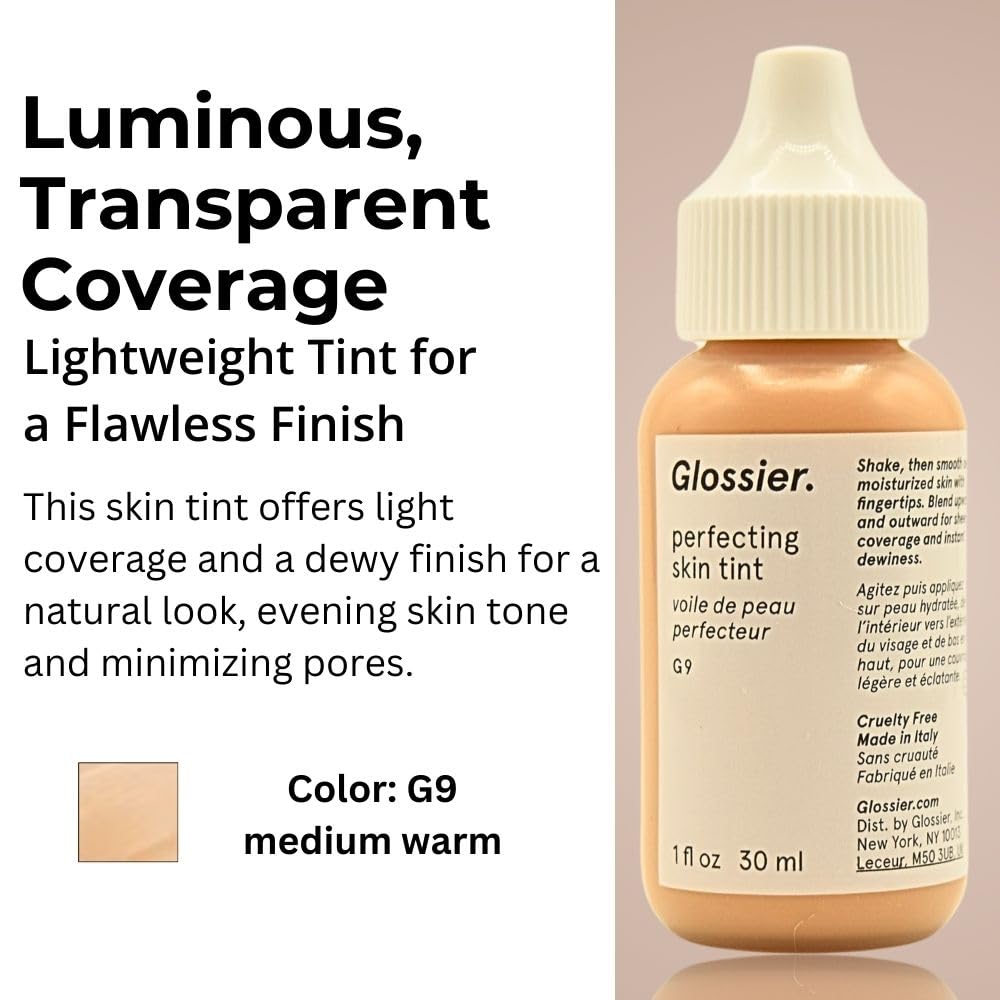 Glossier Tinte perfeccionador de la piel para una cobertura transparente de rocío - G9 - Medio cálido