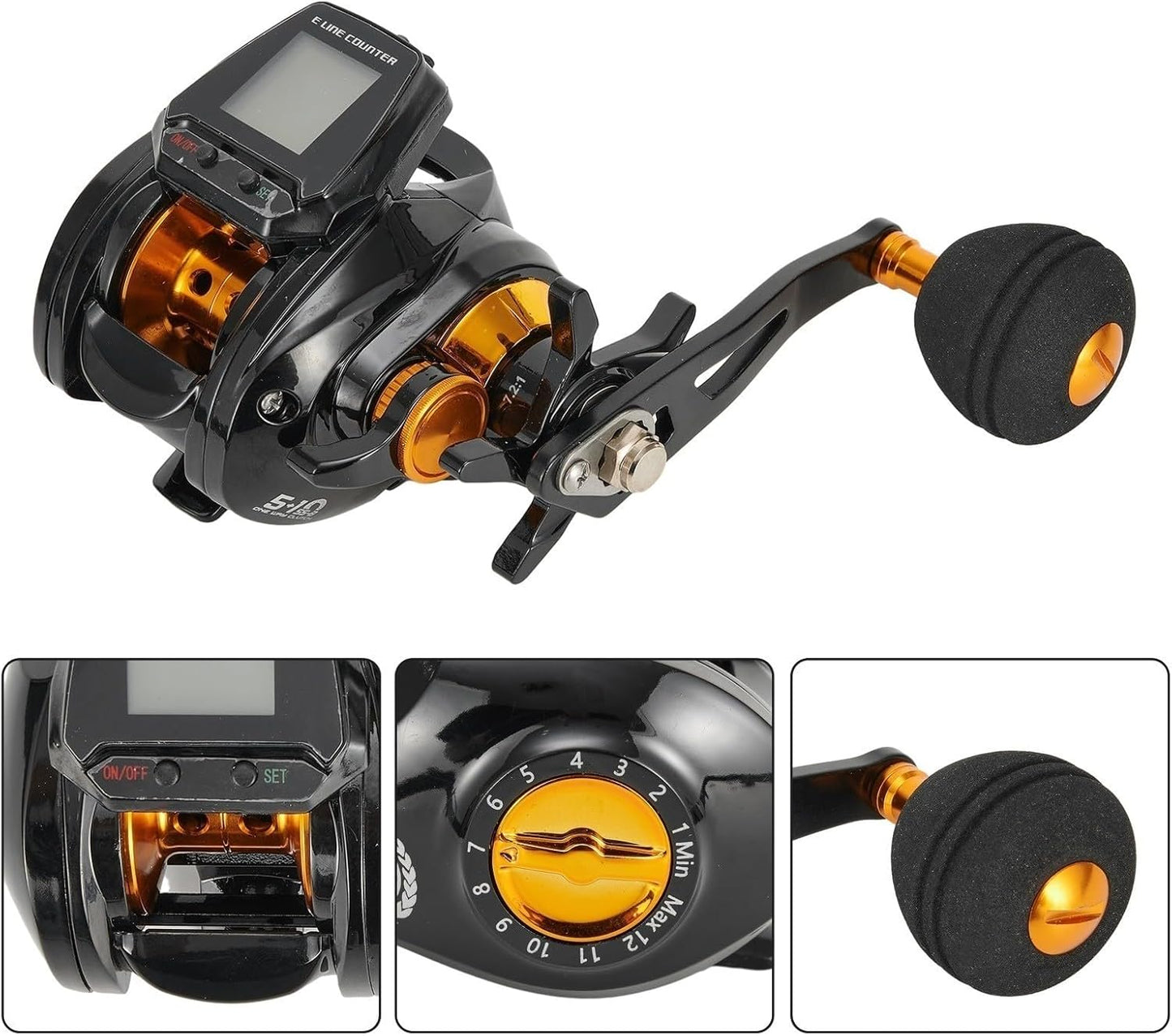 Digital Fishing Baitcasting Reel Precise Line Counter 6.3:1 Large Display Baitcasting Fishing Reel - Right Handed Aluminum Alloy Line Counter Magnetic Brake