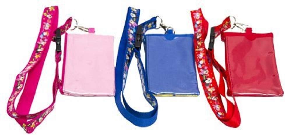 3 x Disney Mickey Minnie & Friends - Cordón con soporte para tarjeta de identificación, cartera, monedero, boleto, llavero