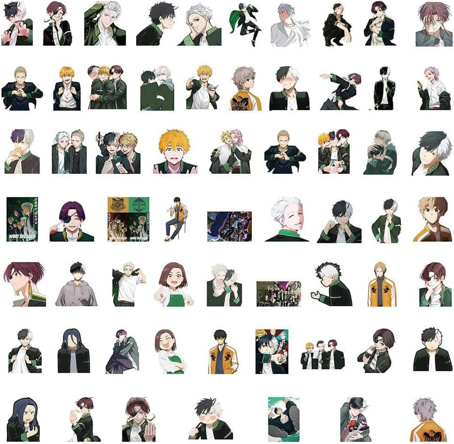 Ticker Set, Anime Character Stickers, Haruka, Sakura, Hayabun, Umemiya, Kyotaro Sugishita, Akihiko Ishiwa, PVC Waterproof Sticker, Suitable for Cars, Laptops, DIY Supplies, Luggage, Water Bottle