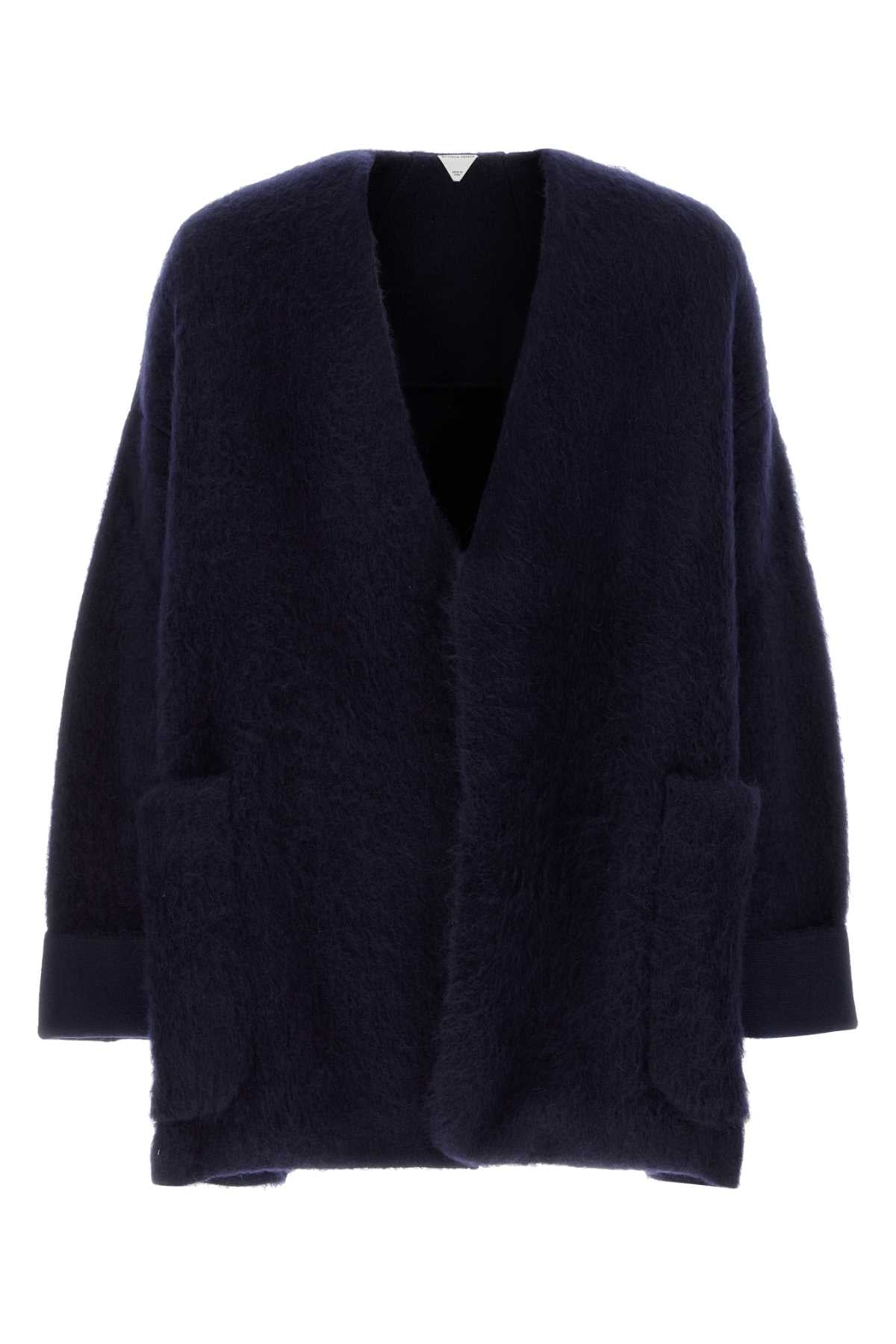 Bottega ボッテガベネタネイビーブルーストレッチウールブレンドカーディガン - Image 2