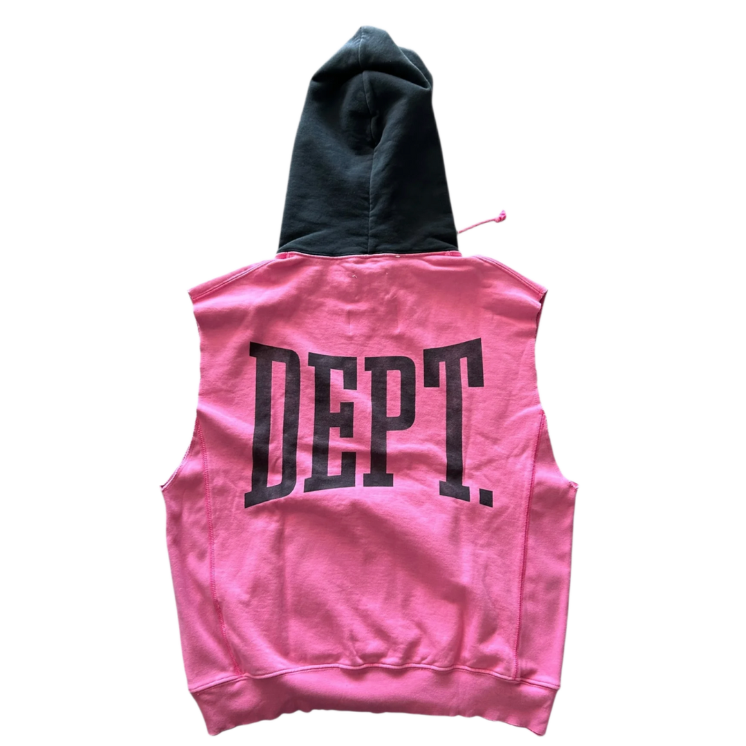 GALLERY DEPT 'PINK/BLACK' CUTOFF LOGO HOODIE