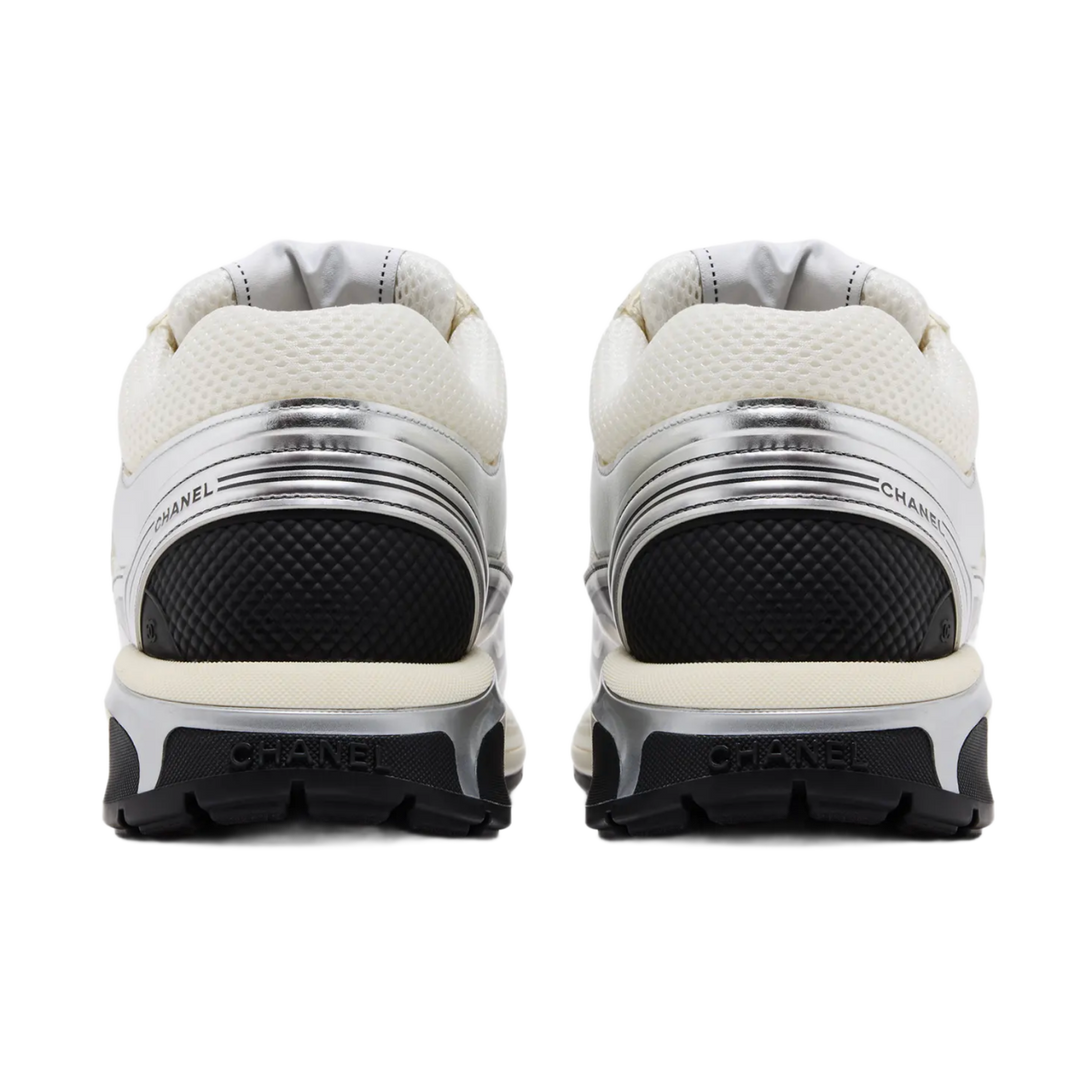 CHANEL 'SILVER AND WHITE' CC LOGO SNEAKERS