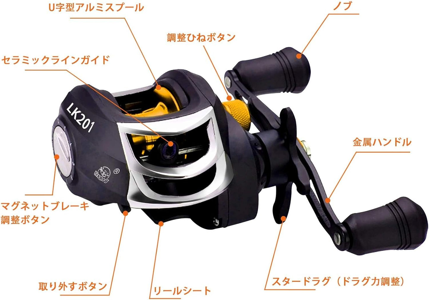 Bait Reel, Saltwater Fishing, Freshwater Fishing, Magnetic Brake, 7.2:1 Gear Ratio, 17+1BB, Maximum Drag Force, 17.6 lbs (8 kg), Bass Fishing, Fishing Reel, Lightweight, Left/Right Handle