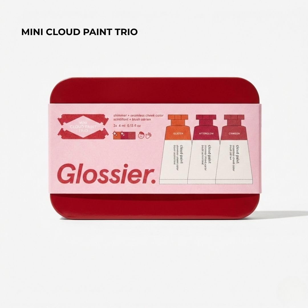 Glossier Mini Cloud Paint Blush Trio Holiday Gift Set: Crimson, Glisten & Afterglow
