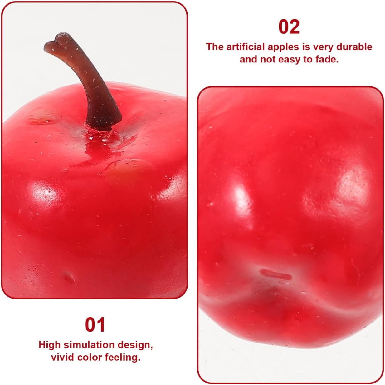 DOITOOL 20pcs Artificial Fruit Model Miniature Real Fruit Model Red Apple Desktop Decoration Market Display Educational Props