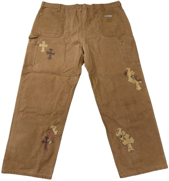 CHROME HEARTS MATTY BOY 'SEX RECORDS' CAMO PATCHES TAN PANTS