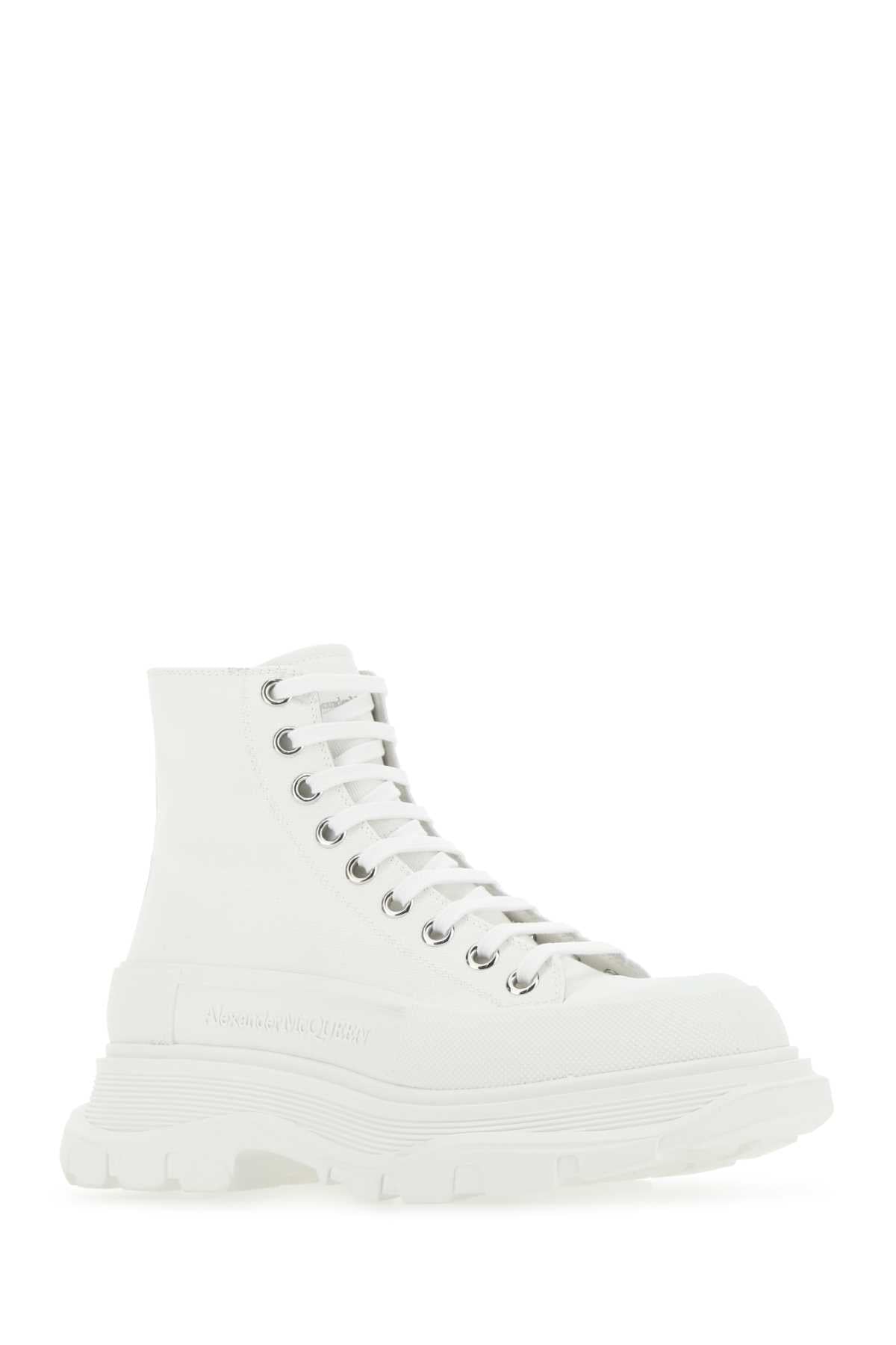 Alexander Mcqueen アレクサンダーマックイーンホワイトキャンバストレッドスリックスニーカー - Image 2