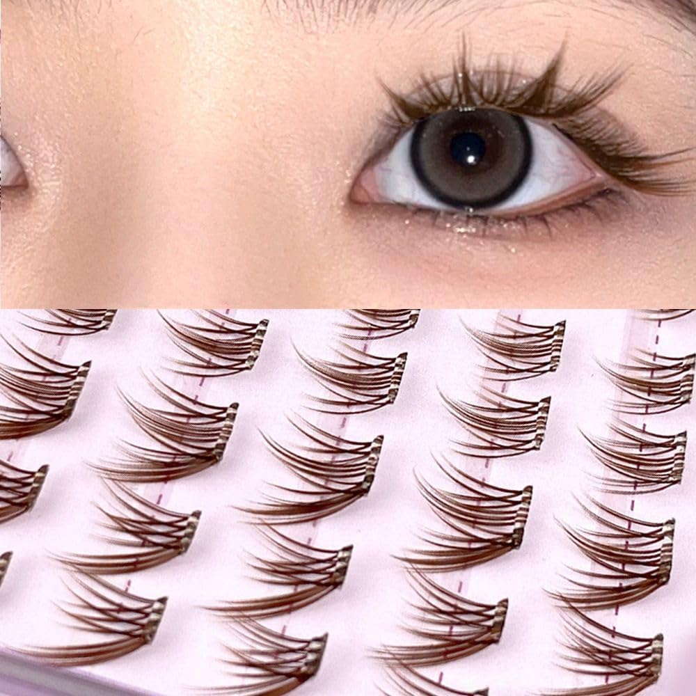 Brown 3D Fox False Eyelashes Fluffy Natural Single Cluster Segmented Self Adhesive Cartoon Eyelashes