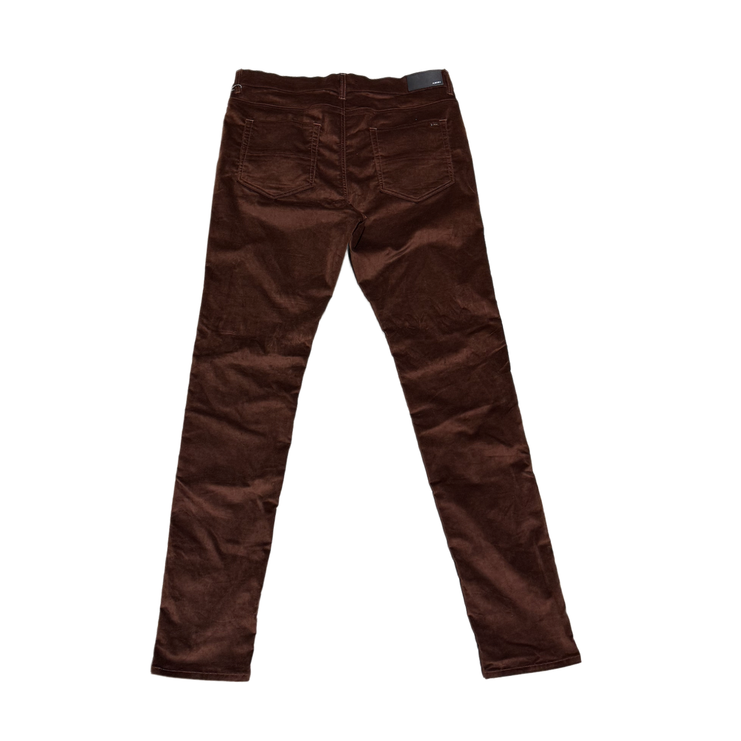 AMIRI 'TOBACCO' SKINNY VELOUR PANTS