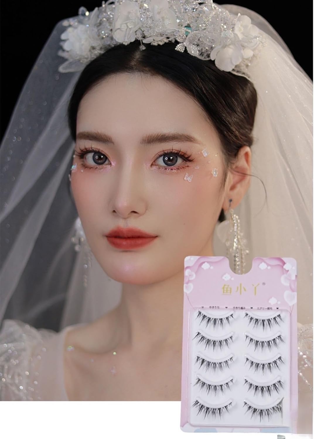 5 Pairs False Eyelashes Natural False Eyelashes Bulk False Eyelashes False Eyelashes Bulk Lashes Thin Transparent Shaft Handmade False Eyelashes Natural Idle Group Style False Eyelashes Gift for Women