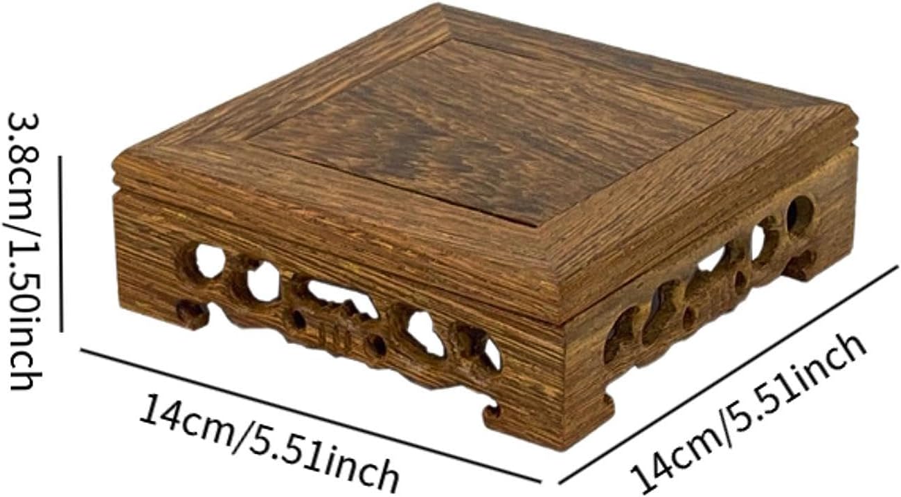 Benboo Traditional Arts Wooden Stand, Square Teapot, Vase, Bonsai Stand, Decorative Stand, Wooden Display Stand, 5.5 x 5.5 x 1.5 inches (14 x 14 x 3.8 cm)