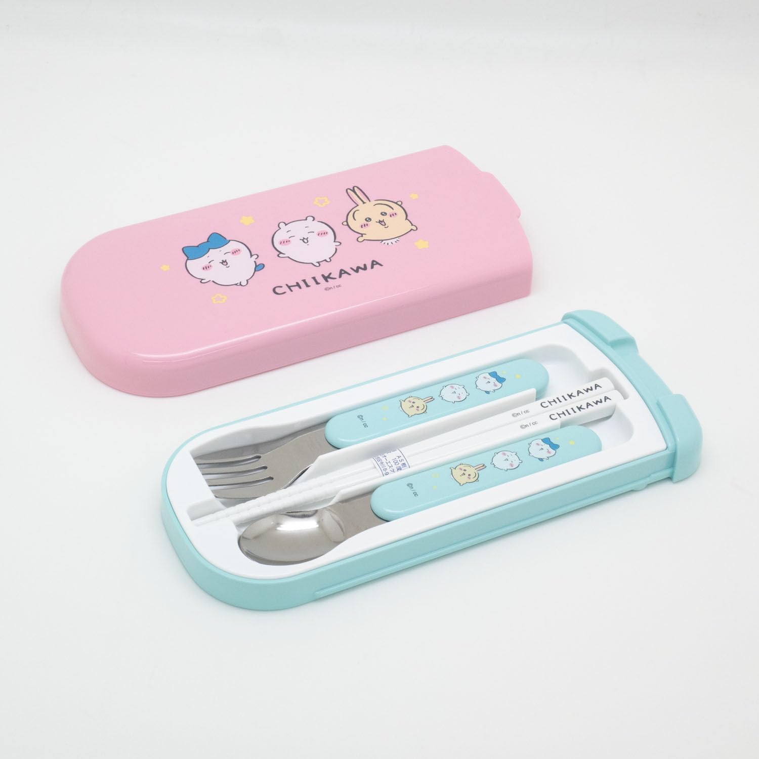 OSK CT-20 Chopsticks, 6.5 inches (16.5 cm), Spoon, Fork, Pull Lid, Trio Set, Chiikawa, CKW No.5, Made in Japan, Antibacterial, Dishwasher Safe