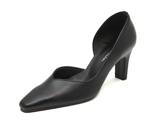 Made in Japan Side Open Pumps V Cut 7cm Heel Pointed Square Toe Pumps Black