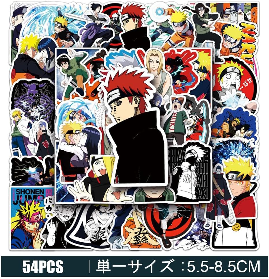 54 Piece Naruto Sticker Set Waterproof Stickers DIY Anime PVC Notebook Decal Bicycle Water Bottle Helmet Suitcase