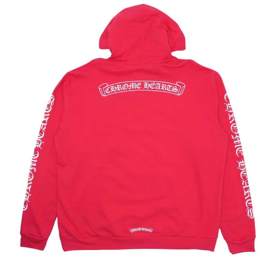CHROME HEARTS 'SCROLL LOGO' RED/WHITE PULLOVER HOODIE