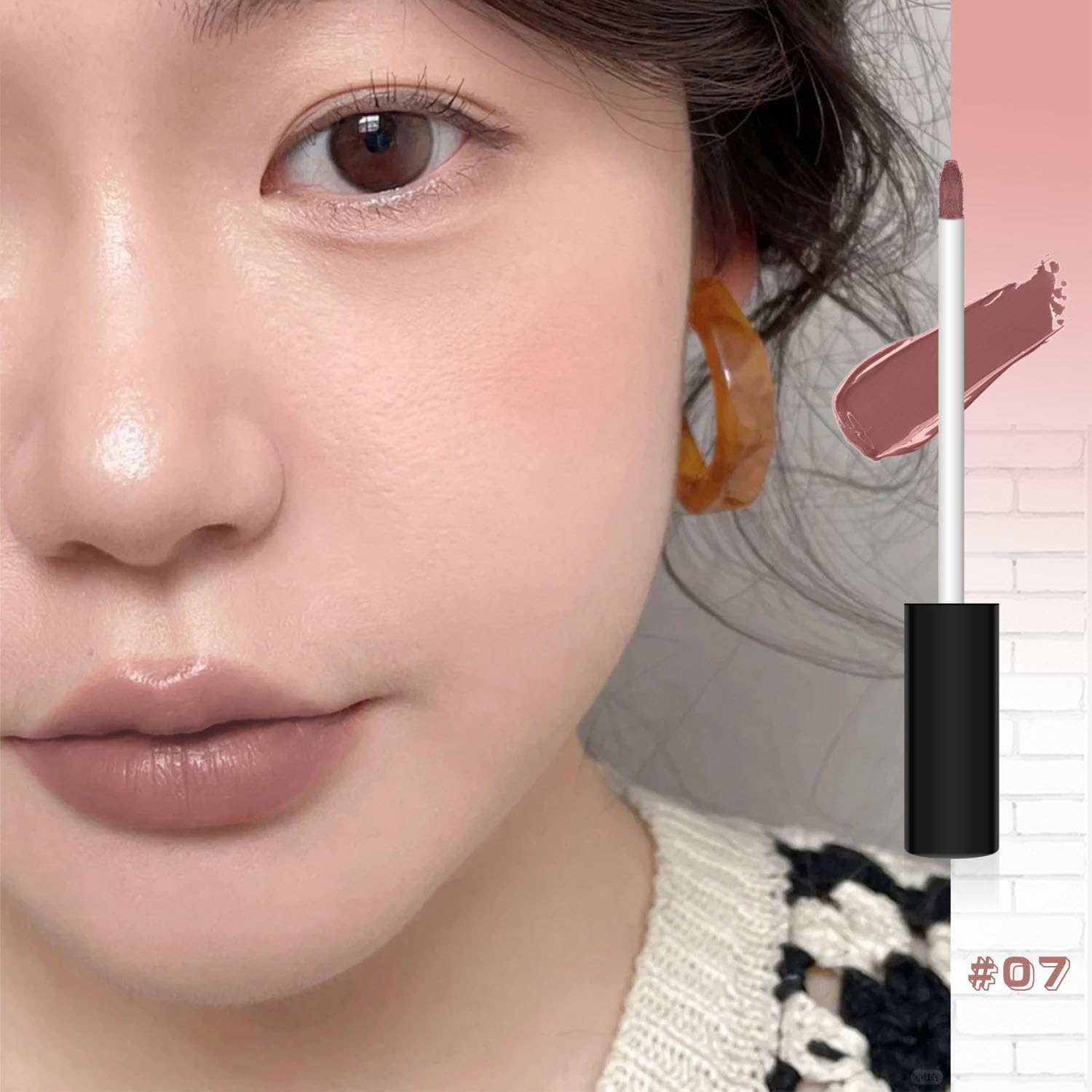 #07 Long Wear Lip Gloss, Lipstick That Does Not Stick To The Cup, Color Transfer, Lasting Color Retention, Long Lasting Color, Beautiful Color, Moisturizing, Smooth, Shedding Feel, Crumble