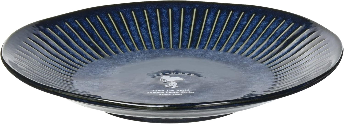 Kaneshotouki 614113 Snoopy Indigo Blue Pasta Dish, Curry Plate, Diameter Approx. 7.9 inches (20 cm), Adult Design, Goods, Dishware, Microwave, Dishwasher Safe, Birthday Gift, Mother's Day, Wedding