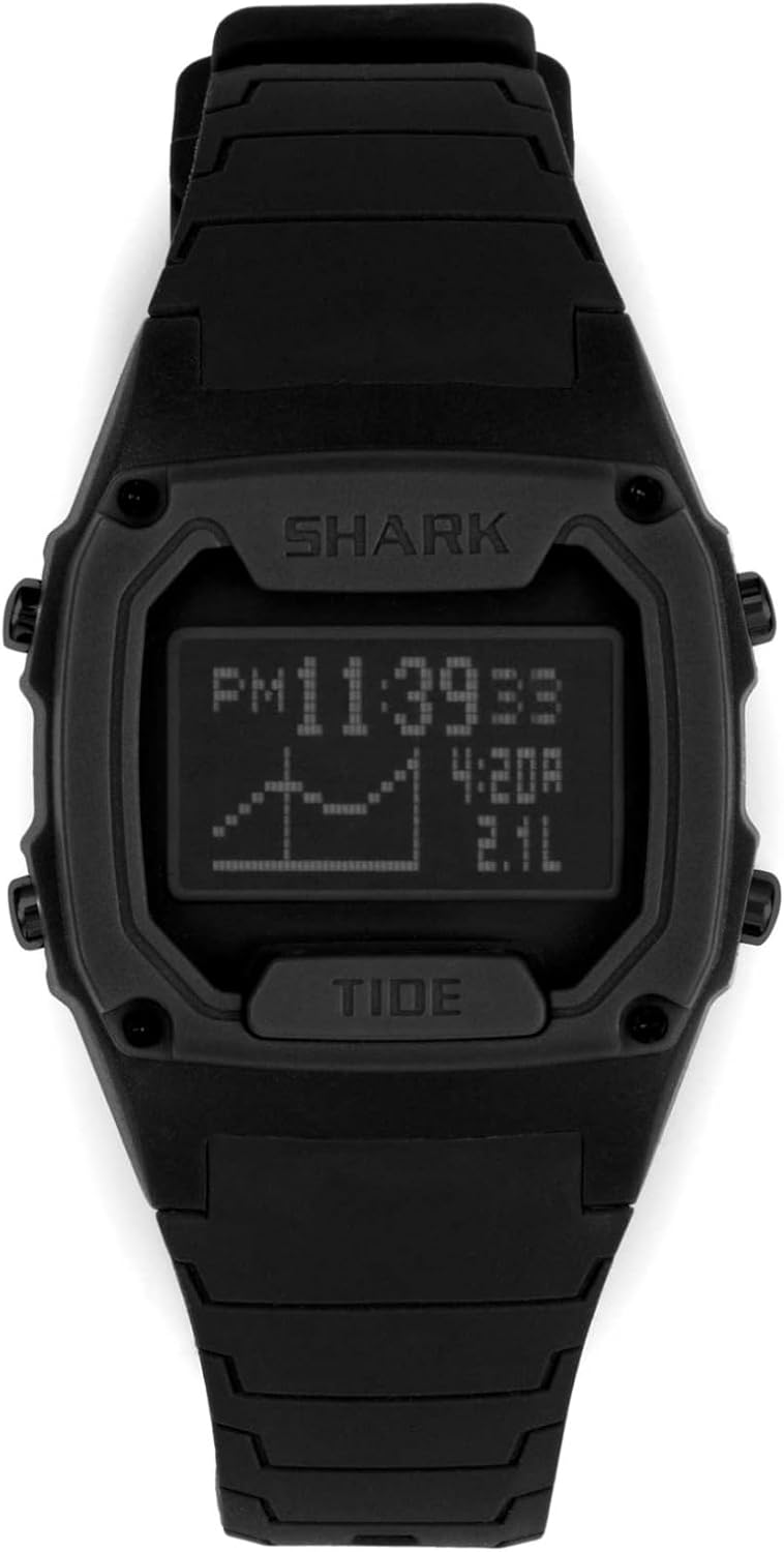 Freestyle Wristwatch, Waterproof to 10 ATM, Surf Watch, Digital Tide Graph, Display, Button Control, Underwater, Surfing, Marine Sports, SHARK CLASSIC TIDE 600, Genuine Imported, Black, NEG, Gift