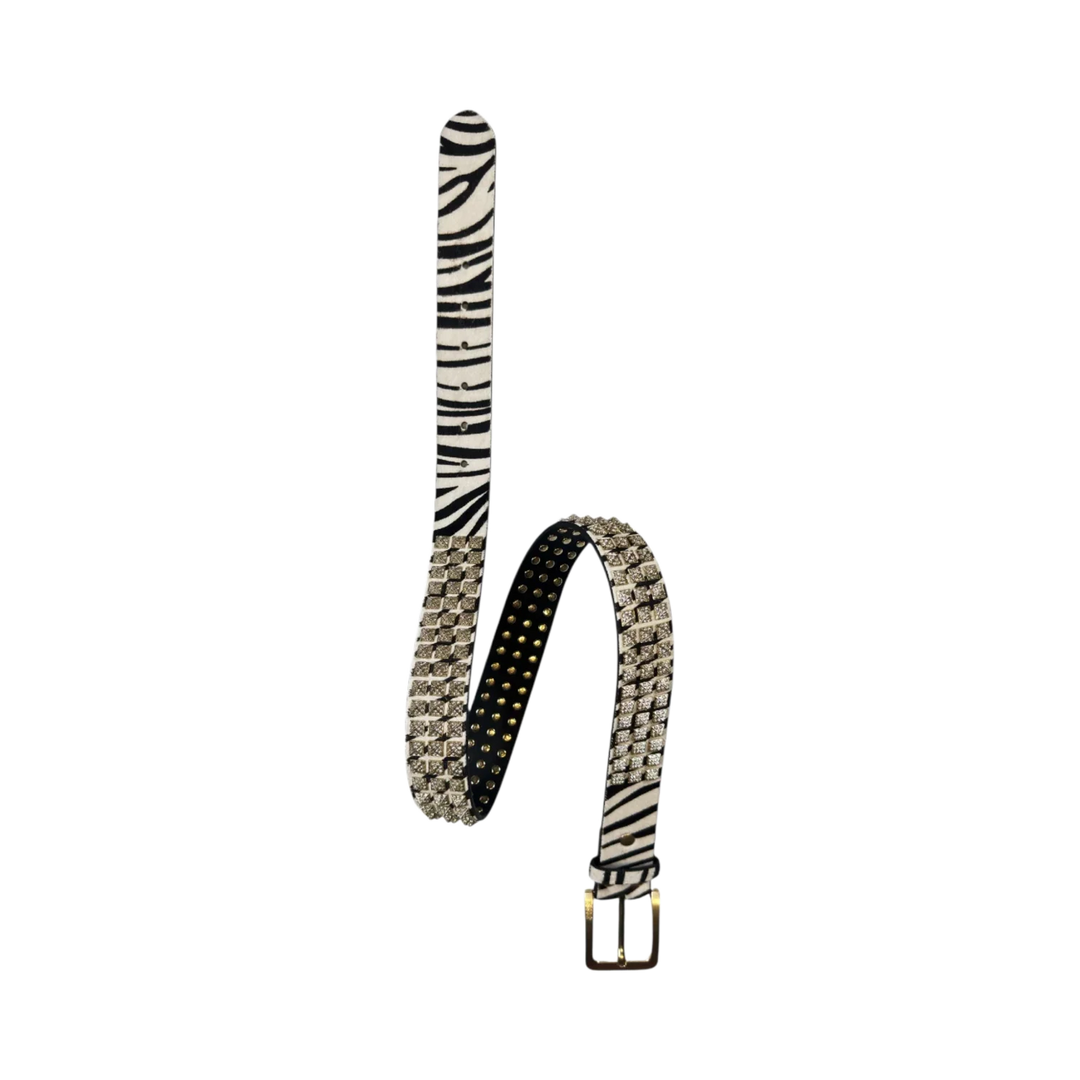 BOSSI 'GOLD ON ZEBRA' STUDDED BELT